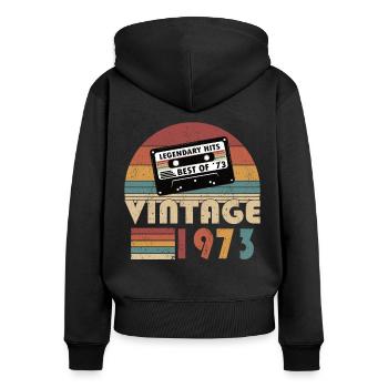 50e anniversaire né en 1973 Best of 1973 - Sweat à capuche zippé Premium bio Femme - noir - Dos - Julia (174cm)
