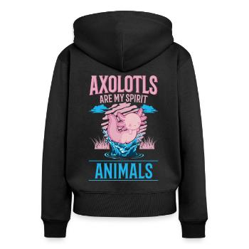 Axolotl Spirit Animal Schwanzlurch - Frauen Premium Bio Zip Hoodie - Schwarz - Hinten - Julia (174cm)