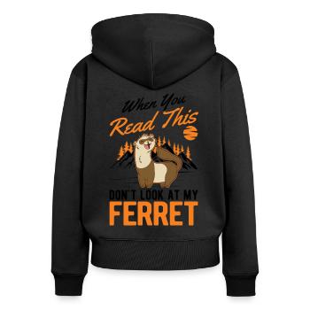 Ferret lover Ferret Gift - Women's Premium Organic Zip Hoodie - black - Back - Julia (174cm)