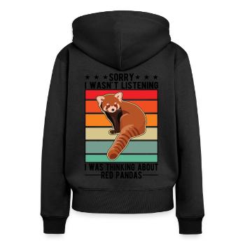 Red Panda Cadeau Chat Ours Panda Rouge - Sweat à capuche zippé Premium bio Femme - noir - Dos - Julia (174cm)