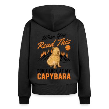 Capybara Gift Capibara capybara - Women's Premium Organic Zip Hoodie - black - Back - Julia (174cm)