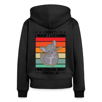 Chinchilla Gift Woolly Short-tailed Chinchilla - Women's Premium Organic Zip Hoodie - black - Back - Julia (174cm)