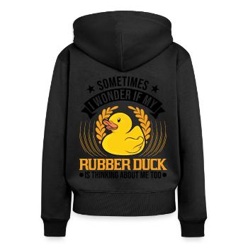 Rubber Duck Gift Squeaky Duck Bathing Duck - Sweat à capuche zippé Premium bio Femme - noir - Dos - Julia (174cm)