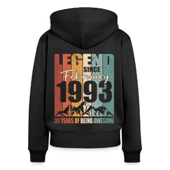 30e anniversaire né en 1993 Légende depuis 1993 - Sweat à capuche zippé Premium bio Femme - noir - Dos - Julia (174cm)