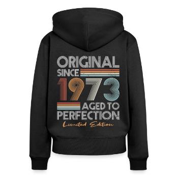 50th birthday born 1973 Original Since 1973 - Women's Premium Organic Zip Hoodie - black - Back - Julia (174cm)