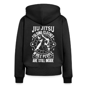 Jiu Jitsu Vêtements Pliants Jujutsu Arts Martiaux MMA - Sweat à capuche zippé Premium bio Femme - noir - Dos - Julia (174cm)