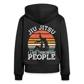 Jiu Jitsu Like Throwing People Jujutsu Martial Arts - Women's Premium Organic Zip Hoodie - black - Back - Julia (174cm)