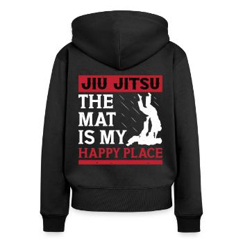 Jiu Jitsu Mat My Happy Place Jujutsu Arts Martiaux - Sweat à capuche zippé Premium bio Femme - noir - Dos - Julia (174cm)