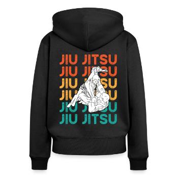 Jiu Jitsu Jujutsu Arts Martiaux Kampfkunst MMA - Sweat à capuche zippé Premium bio Femme - noir - Dos - Julia (174cm)