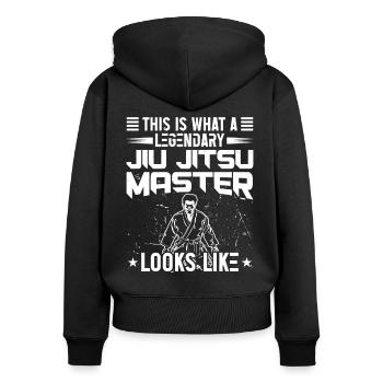 Jujutsu Légendaire Jiu Jitsu Maître Arts Martiaux - Sweat à capuche zippé Premium bio Femme - noir - Dos - Julia (174cm)