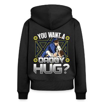 Jiu Jitsu Tu veux papa Hug Jujutsu Arts Martiaux - Sweat à capuche zippé Premium bio Femme - noir - Dos - Julia (174cm)