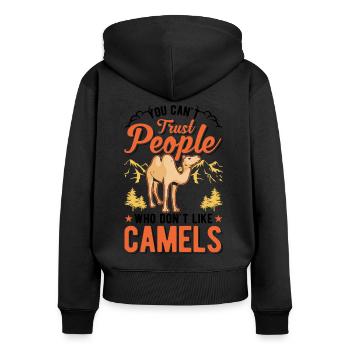 Camel Dromedary Egypt Gift Big Camel - Women's Premium Organic Zip Hoodie - black - Back - Julia (174cm)