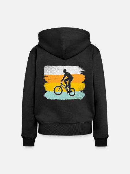BMX retro - Frauen Premium Bio Zip Hoodie - Schwarz