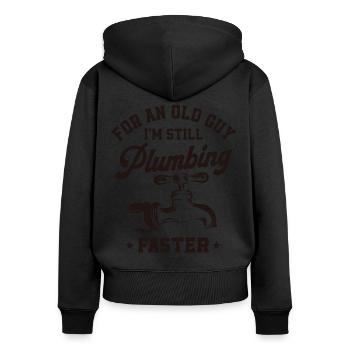 Plumbing Plumber Grandpa Retired - Women's Premium Organic Zip Hoodie - black - Back - Julia (174cm)