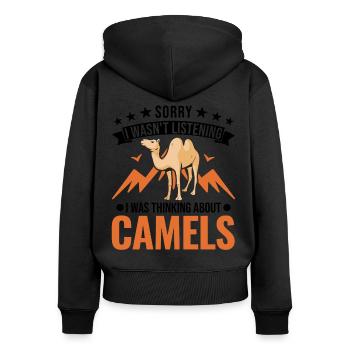 Kamel Dromedar Ägypten Geschenk Großkamel - Frauen Premium Bio Zip Hoodie - Schwarz - Hinten - Julia (174cm)
