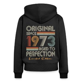 50th birthday born 1973 Original Since 1973 - Women's Premium Organic Zip Hoodie - black - Back - Julia (174cm)