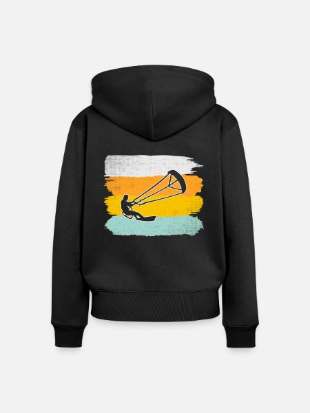 Kite surfen Retro - Frauen Premium Bio Zip Hoodie - Schwarz
