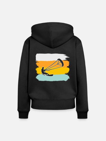 Kite Surfen Retro - Frauen Premium Bio Zip Hoodie - Schwarz