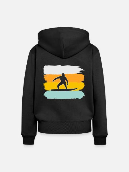 Surfen Retro - Frauen Premium Bio Zip Hoodie - Schwarz