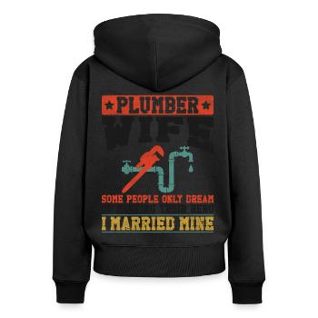 Plomberie Plombier Femme Vintage - Sweat à capuche zippé Premium bio Femme - noir - Dos - Julia (174cm)
