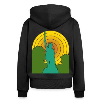 Hermannsdenkmal retro Detmold - Frauen Premium Bio Zip Hoodie - Schwarz - Hinten - Julia (174cm)