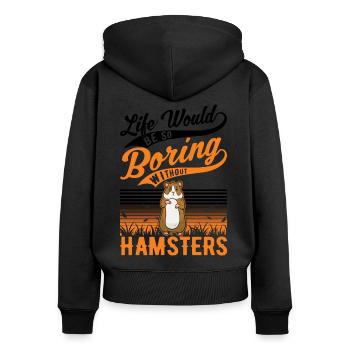Hamster owner Golden hamster hamster - Women's Premium Organic Zip Hoodie - black - Back - Julia (174cm)