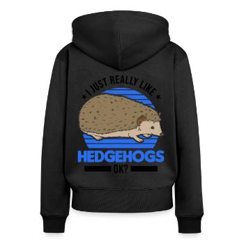 J’aime vraiment Hedgehogs Igel - Sweat à capuche zippé Premium bio Femme - noir - Dos - Julia (174cm)
