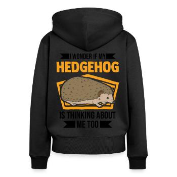 Hérisson Cadeau Stacheligel - Sweat à capuche zippé Premium bio Femme - noir - Dos - Julia (174cm)