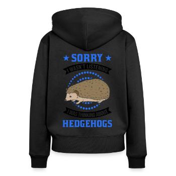 Hérisson Cadeau Stacheligel - Sweat à capuche zippé Premium bio Femme - noir - Dos - Julia (174cm)