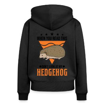 Hérisson Cadeau Stacheligel - Sweat à capuche zippé Premium bio Femme - noir - Dos - Julia (174cm)