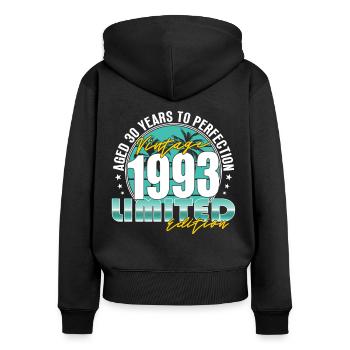 30. Geburtstag Jahrgang 1993 Vintage 1993 - Frauen Premium Bio Zip Hoodie - Schwarz - Hinten - Julia (174cm)