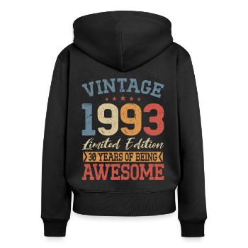 30. Geburtstag Jahrgang 1993 Vintage 1993 - Frauen Premium Bio Zip Hoodie - Schwarz - Hinten - Julia (174cm)