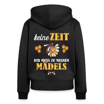 Bienenzucht und Honig - Frauen Premium Bio Zip Hoodie - Schwarz - Hinten - Julia (174cm)
