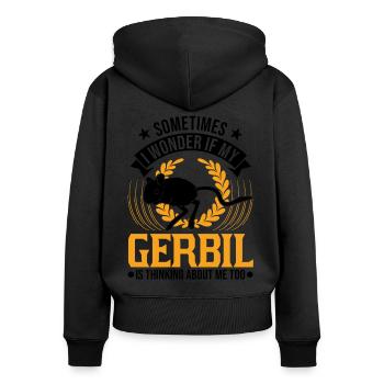 Gerbille Cadeau Rat de course mongol Gerbille - Sweat à capuche zippé Premium bio Femme - noir - Dos - Julia (174cm)