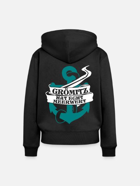 Grömitz Meerwert Ostsee - Frauen Premium Bio Zip Hoodie - Schwarz