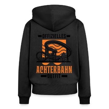 Offizielles Achterbahn Outfit Achterbahnfahrt - Frauen Premium Bio Zip Hoodie - Schwarz - Hinten - Julia (174cm)