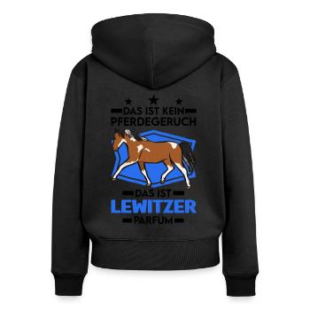 Lewitzer Parfüm Lewitzer Pferd Geruch - Frauen Premium Bio Zip Hoodie - Schwarz - Hinten - Julia (174cm)