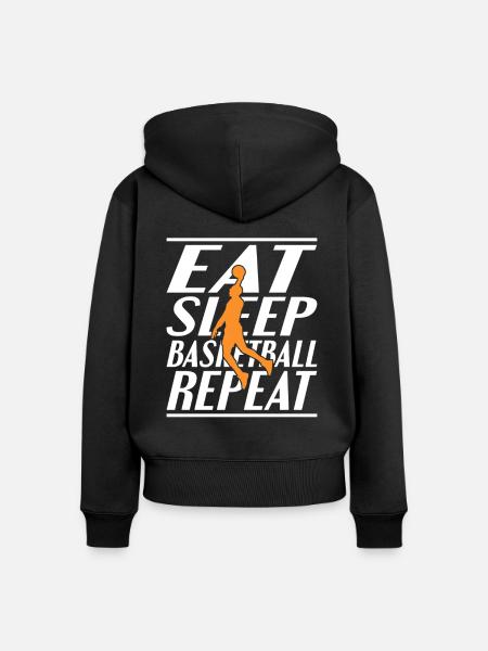 Essen Schlafen Basketball - Frauen Premium Bio Zip Hoodie - Schwarz