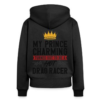 Petite amie de voiture de course de dragster - Sweat à capuche zippé Premium bio Femme - noir - Dos - Julia (174cm)