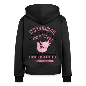 Axolotl Queue Cadeau Amphibien Axolotl - Sweat à capuche zippé Premium bio Femme - noir - Dos - Julia (174cm)