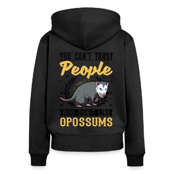 Opossum Geschenk Possum Beutelratte - Frauen Premium Bio Zip Hoodie - Schwarz - Hinten - Julia (174cm)