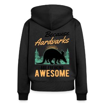 Parce que les Aardvarks sont géniaux Aardvark - Sweat à capuche zippé Premium bio Femme - noir - Dos - Julia (174cm)