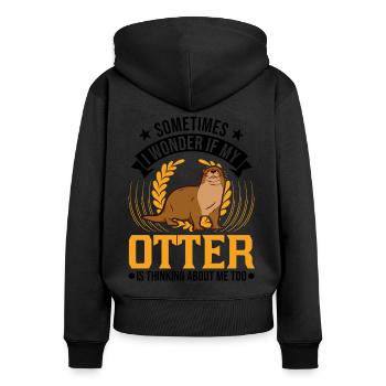 Otter Geschenk Fischotter Seeotter - Frauen Premium Bio Zip Hoodie - Schwarz - Hinten - Julia (174cm)