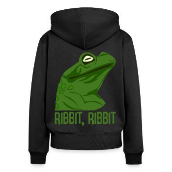 Drôle de grenouille - Sweat à capuche zippé Premium bio Femme - noir - Dos - Julia (174cm)