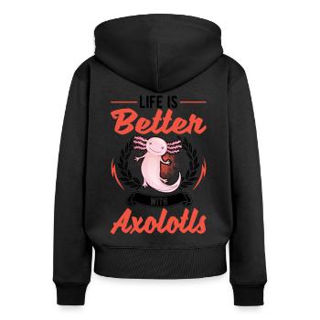 La vie est meilleure avec la salamandre à queue d’Axolotl - Sweat à capuche zippé Premium bio Femme - noir - Dos - Julia (174cm)