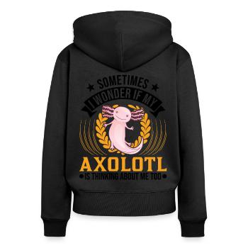 Axolotl Queue Cadeau Amphibien Axolotl - Sweat à capuche zippé Premium bio Femme - noir - Dos - Julia (174cm)