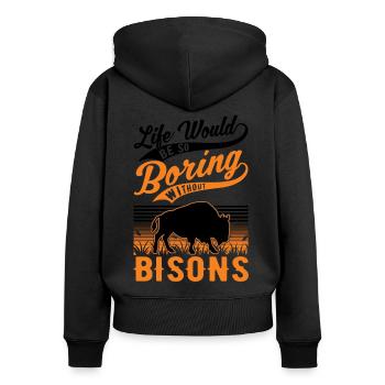 Buffalo Gift Bison Buffallo Water Buffalo - Women's Premium Organic Zip Hoodie - black - Back - Julia (174cm)
