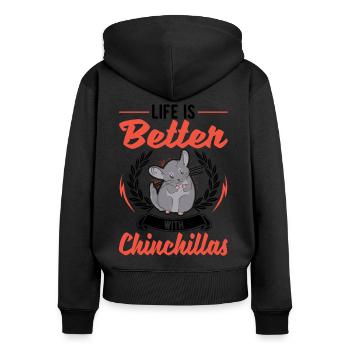 Das Leben ist besser mit Chinchillas - Frauen Premium Bio Zip Hoodie - Schwarz - Hinten - Julia (174cm)