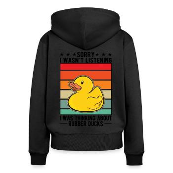 Rubber Duck Gift Squeaky Duck Bathing Duck - Sweat à capuche zippé Premium bio Femme - noir - Dos - Julia (174cm)