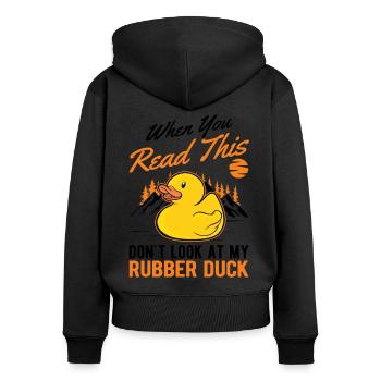 Rubber Duck Gift Squeaky Duck Bathing Duck - Women's Premium Organic Zip Hoodie - black - Back - Julia (174cm)